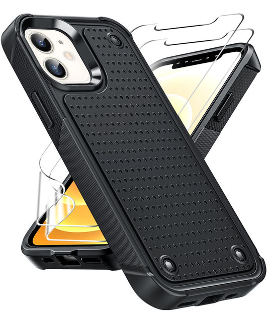 LeYi for iPhone 12/12 Pro Case with Screen Protector, Dual Layer Protective Hard PC Back & Soft Bumper Resilient Shock Absorb Case Cover for iPhone 12/12 Pro Phone