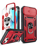 LeYi for iPhone 14 Phone Case: iPhone 14 Case with 2 Tempered Glass Screen Protector, Slide Camera Cover, Ring Stand Holder, Heavy Duty Shockproof para i Phone 14 Cover for Women Girl