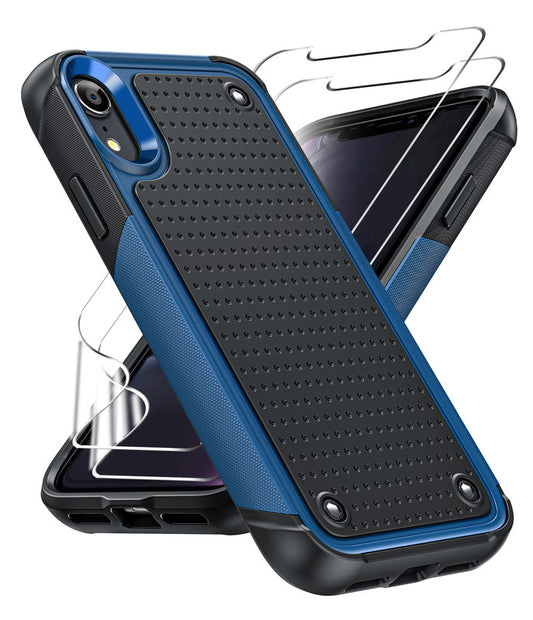LeYi for iPhone XR Case with Screen Protector, Dual Layer Protective Hard PC Back & Soft Bumper Resilient Shock Absorb Case Cover for iPhone XR Phone