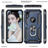 LeYi for iPhone XR Phone Case, iPhone XR Phone Case with Glass Screen Protector Replacement, Military-Grade Shockproof Magnetic Ring Stand Cell Android Case Cover