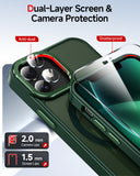 LeYi for iPhone-12 Mini Cases Green with Screen Protector X2 + Camera Cover X2:[ MagSafe Compatible] Magnetic Military Grade Protective Slim Phone Case for iPhone 12 Mini