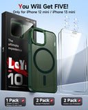 LeYi for iPhone-12 Mini Cases Green with Screen Protector X2 + Camera Cover X2:[ MagSafe Compatible] Magnetic Military Grade Protective Slim Phone Case for iPhone 12 Mini