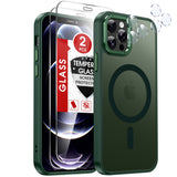 LeYi for iPhone-12 Pro Max Cases Green with Screen Protector X2 + Camera Cover X2:[ MagSafe Compatible] Magnetic Military Grade Protective Slim Phone Case for iPhone 12 Pro Max Black