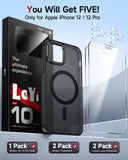 LeYi for iPhone-12 Pro Max Cases Green with Screen Protector X2 + Camera Cover X2:[ MagSafe Compatible] Magnetic Military Grade Protective Slim Phone Case for iPhone 12 Pro Max Black
