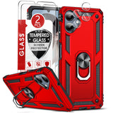 LeYi for Samsung Galaxy A06 Case with Glass Screen Protector Replacement, Military-Grade Shockproof Magnetic Ring Stand Cell Android Case Cover