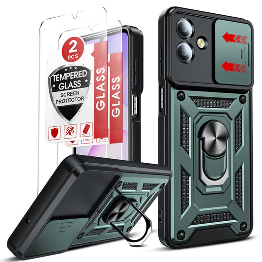 LeYi for Samsung Galaxy A07 4G Case:Samsung Galaxy A07 4G Case with Tempered Glass Screen Protector, [Military-Grade] Shockproof Kickstand Funda