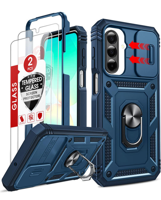 LeYi for Samsung Galaxy A26 5G Phone Case: Samsung Galaxy A26 Case with 2 Tempered Glass Screen Pro Maxtector, Slide Camera Cover, Ring Stand Holder, Heavy Duty Shockproof para Samsung Galaxy A26 Cover for Women Girl