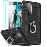 LeYi for Samsung Galaxy A52 5G Case with Glass Screen Protector Replacement, Military-Grade Shockproof Magnetic Ring Stand Cell Android Case Cover