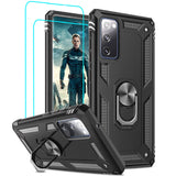 LeYi for Samsung Galaxy S20 FE Case with Glass Screen Protector Replacement, Military-Grade Shockproof Magnetic Ring Stand Cell Android Case Cover