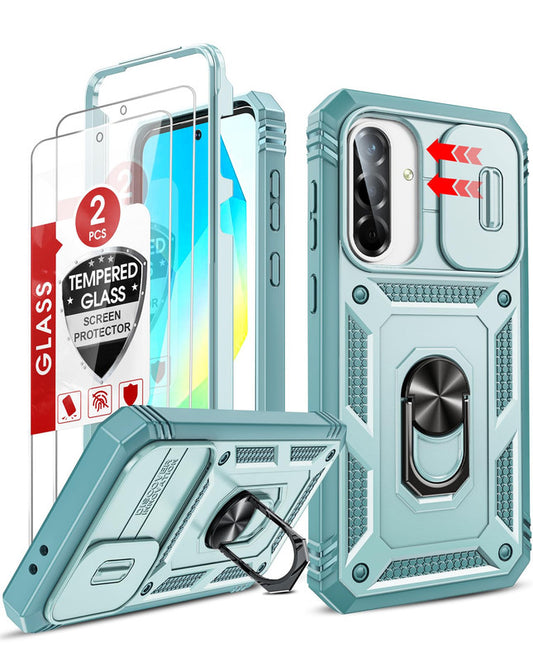 LeYi for Samsung Galaxy A36-5G Phone Case: Samsung A36 5G Case with Screen Protector X 2, Slide Camera Cover with Magnetic Stand, Heavy Duty Shockproof para A 36 Case for Women Girl