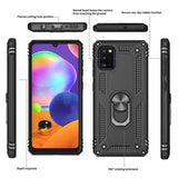 LeYi for Samsung Galaxy A41 Case with Glass Screen Protector Replacement, Military-Grade Shockproof Magnetic Ring Stand Cell Android Case Cover