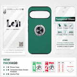 LeYi for Google Pixel 9 Case with Glass Screen Protector, Shockproof Heavy Duty Protective Slim Fit Google Pixel 9 Cell Phone Case Cover with Rotatable Ring Holder Magnetic Kickstand for Women