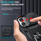 LeYi for iPhone 16 Phone Case: iPhone 16 Case with 2 Tempered Glass Screen Protector, Slide Camera Cover, Ring Stand Holder, Heavy Duty Shockproof para iPhone 16 Cover for Women Girl