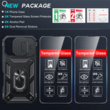 LeYi for iPhone 16 Phone Case: iPhone 16 Case with 2 Tempered Glass Screen Protector, Slide Camera Cover, Ring Stand Holder, Heavy Duty Shockproof para iPhone 16 Cover for Women Girl