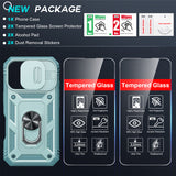 LeYi for iPhone 16 Phone Case: iPhone 16 Case with 2 Tempered Glass Screen Protector, Slide Camera Cover, Ring Stand Holder, Heavy Duty Shockproof para iPhone 16 Cover for Women Girl