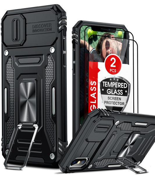 LeYi Compatible for iPhone X/XS Phone Case:iPhone X/XS Case with Screen Protector 2 PCS, Heavy Duty Protection para X/XS Case