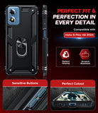 LeYi for Motorola Moto G Play 2024 Case, Motorola G Play 2024 Phone Case with Glass Screen Protector Replacement, Military-Grade Shockproof Magnetic Ring Stand Cell Android Case Cover