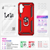 LeYi for Samsung Galaxy A25 5G Case with Glass Screen Protector Replacement, Military-Grade Shockproof Magnetic Ring Stand Cell Android Case Cover