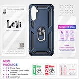 LeYi for Samsung Galaxy A25 5G Case with Glass Screen Protector Replacement, Military-Grade Shockproof Magnetic Ring Stand Cell Android Case Cover