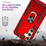 LeYi for Samsung Galaxy S24 FE Case with Glass Screen Protector Replacement, Military-Grade Shockproof Magnetic Ring Stand Cell Android Case Cover