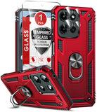 LeYi for Motorola Moto G 2025 Case, Motorola G 2025 Phone Case with Glass Screen Protector Replacement, Military-Grade Shockproof Magnetic Ring Stand Cell Android Case Cover