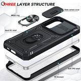 LeYi for Samsung Galaxy S23-FE Case: Galaxy S23 FE Screen Protector X 2 & Rotatable Ring Holder Kickstand, Slide Camera Cover