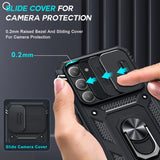 LeYi for Samsung Galaxy S23-FE Case: Galaxy S23 FE Screen Protector X 2 & Rotatable Ring Holder Kickstand, Slide Camera Cover