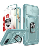 LeYi for Samsung Galaxy A12 Phone Case: Samsung Galaxy A12 Case with 2 Tempered Glass Screen Pro Maxtector, Slide Camera Cover, Ring Stand Holder, Heavy Duty Shockproof para Samsung Galaxy A 12 Cover for Women Girl