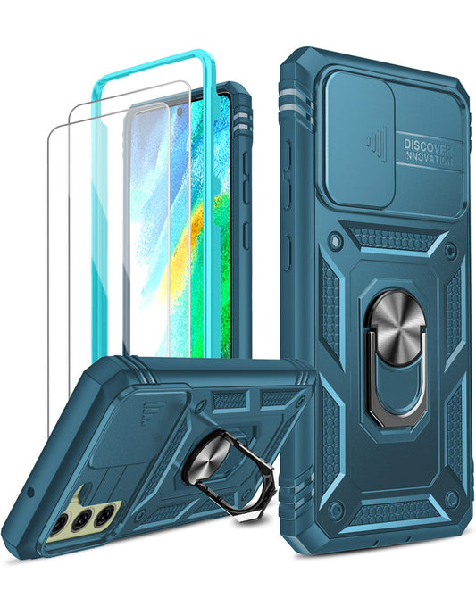 LeYi for Samsung Galaxy S21 FE Phone Case: Samsung Galaxy S21 FE Case with Screen Protector X 1, Slide Camera Cover with Magnetic Stand, Heavy Duty Shockproof para Galaxy S21 FE Case for Women Girl