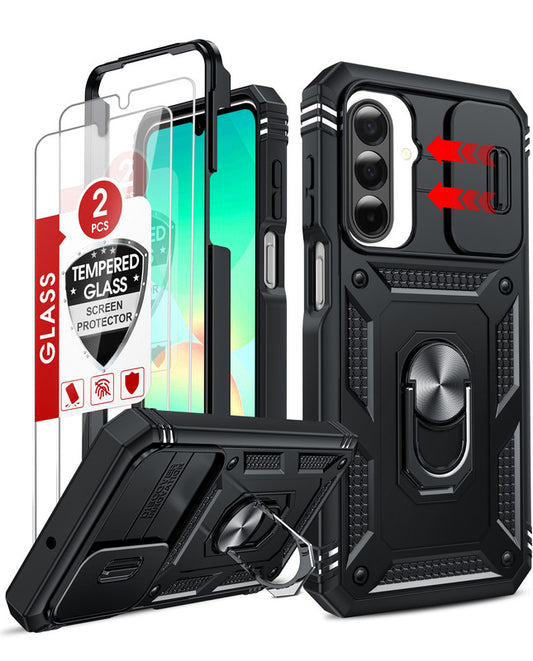 LeYi for Samsung Galaxy A26 5G Phone Case: 2 X Screen Protector, Military-Grade, Magnetic Stand & Slide Camera Cover