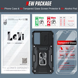 LeYi for Samsung Galaxy A15 4G/5G Phone Case, with Camera Lens Cover Slider, Ring Stand Holder Military Grade Protective Shockproof Armour Cover for Samsung A15