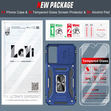 LeYi for Samsung Galaxy A15 4G/5G Phone Case, with Camera Lens Cover Slider, Ring Stand Holder Military Grade Protective Shockproof Armour Cover for Samsung A15