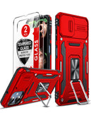 LeYi for Samsung Galaxy A06 Phone Case: with 2 X Tempered Glass Screen Protector, Magnetic Kickstand and Slide Camera Cover