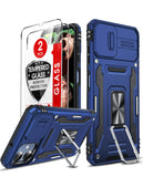 LeYi for Samsung Galaxy A06 Phone Case: with 2 X Tempered Glass Screen Protector, Magnetic Kickstand and Slide Camera Cover