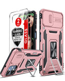 LeYi for Samsung Galaxy A06 Phone Case, with Camera Lens Cover Slider, Ring Stand Holder Military Grade Protective Shockproof Armour Cover for Samsung AO6