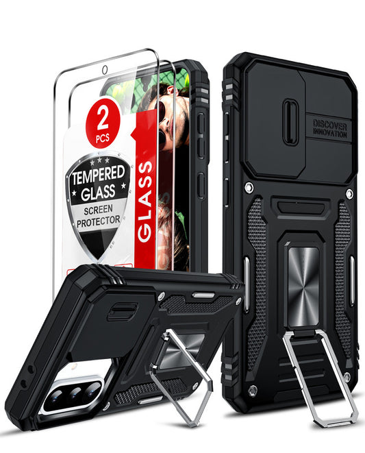 LeYi Compatible for Samsung Galaxy A36 Phone Case: Samsung A56 Case with Screen Protector 2 PCS, Heavy Duty Protection para A36 Case