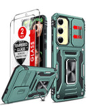 LeYi for Galaxy S24-FE Case: with Screen Protector X 2 Tempered Glass & Magnetic Stand, Dual Layer Protective