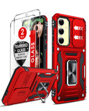 LeYi for Galaxy S24-FE Case: with Screen Protector X 2 Tempered Glass & Magnetic Stand, Dual Layer Protective