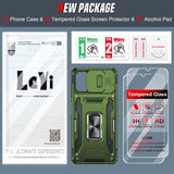LeYi for Samsung Galaxy A06 Phone Case, with Camera Lens Cover Slider, Ring Stand Holder Military Grade Protective Shockproof Armour Cover for Samsung AO6