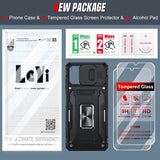 LeYi for Samsung Galaxy A06 Phone Case: with 2 X Tempered Glass Screen Protector, Magnetic Kickstand and Slide Camera Cover