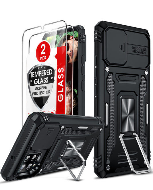 LeYi for Samsung Galaxy A42-5G Phone Case: Screen Protector 2PCS, Military-Grade with Magnetic Stand Cell Cover