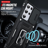 LeYi for Samsung Galaxy S21 Ultra Phone Case, with Camera Lens Cover Slider, Ring Stand Holder Military Grade Protective Shockproof Armour Cover for Samsung S21 Ultra