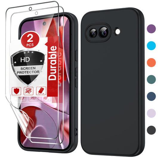 LeYi for Google Pixel 9A Cases, Pixel 9A Cover with Tempered Glass Screen Protectors, Soft Silicone Ultra Slim Shockproof Cover with Anti-Scratch Microfiber Lining Pixel 9A Case