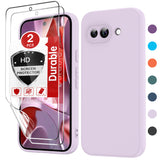 LeYi for Google Pixel 9A Cases, Pixel 9A Cover with Tempered Glass Screen Protectors, Soft Silicone Ultra Slim Shockproof Cover with Anti-Scratch Microfiber Lining Pixel 9A Case