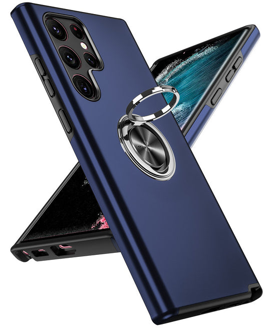 LeYi for Samsung Galaxy S22 Ultra Case, Shockproof Heavy Duty Protective Slim Fit Samsung Galaxy S22 Ultra Cell Phone Case Cover with Rotatable Ring Holder Magnetic Kickstand for Women