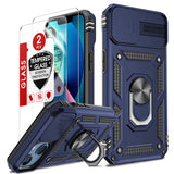LeYi for iPhone 13 Phone Case: with Slide Camera Cover and Screen Protector, [Military-Grade] Cellphone Case Cover with Magnetic Ring Kickstand for iPhone 13