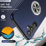 LeYi for Samsung Galaxy A34 5G Case with Glass Screen Protector and Lens Protector, Shockproof Heavy Duty Protective Slim Fit Samsung Galaxy A34 5G Cell Phone Case Cover with Rotatable Ring Holder Magnetic Kickstand for Women