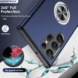 LeYi for Samsung Galaxy S22 Ultra Case, Shockproof Heavy Duty Protective Slim Fit Samsung Galaxy S22 Ultra Cell Phone Case Cover with Rotatable Ring Holder Magnetic Kickstand for Women