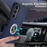 LeYi for Samsung Galaxy A14 5G Case with Glass Screen Protector, Shockproof Heavy Duty Protective Slim Fit Samsung Galaxy A14 5G Cell Phone Case Cover with Rotatable Ring Holder Magnetic Kickstand for Women