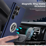 LeYi for Samsung Galaxy S22 Ultra Case, Shockproof Heavy Duty Protective Slim Fit Samsung Galaxy S22 Ultra Cell Phone Case Cover with Rotatable Ring Holder Magnetic Kickstand for Women